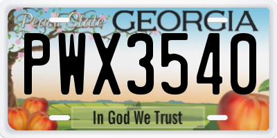 GA license plate PWX3540