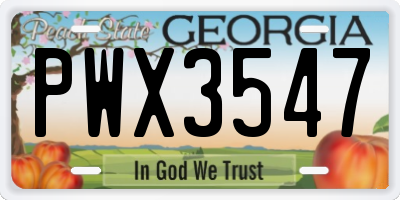 GA license plate PWX3547