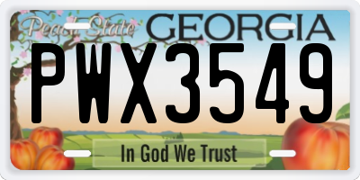 GA license plate PWX3549
