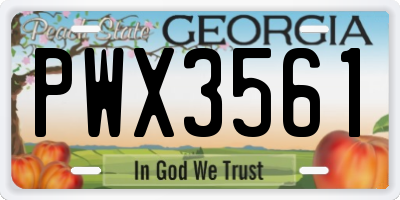 GA license plate PWX3561