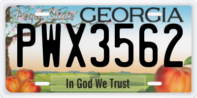 GA license plate PWX3562