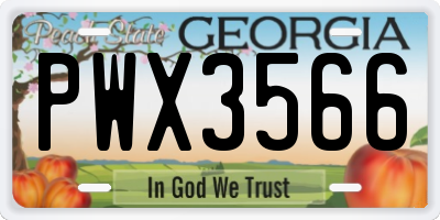 GA license plate PWX3566