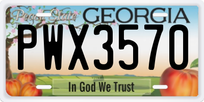 GA license plate PWX3570