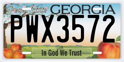 GA license plate PWX3572