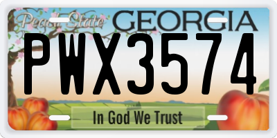 GA license plate PWX3574