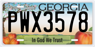 GA license plate PWX3578