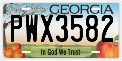 GA license plate PWX3582