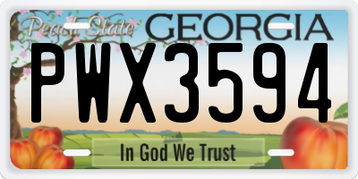 GA license plate PWX3594
