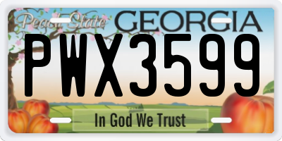 GA license plate PWX3599