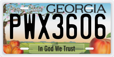 GA license plate PWX3606