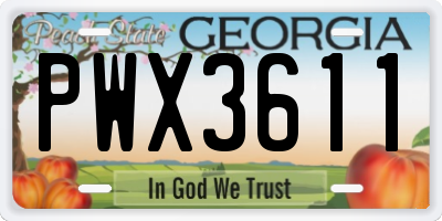 GA license plate PWX3611