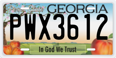 GA license plate PWX3612