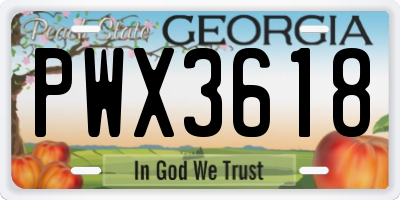 GA license plate PWX3618
