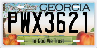 GA license plate PWX3621