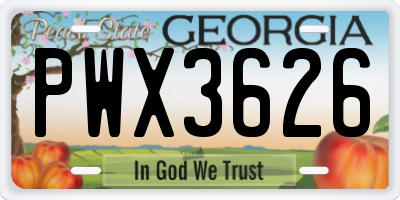 GA license plate PWX3626