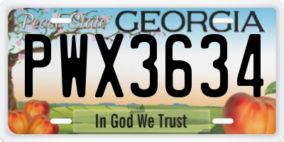 GA license plate PWX3634