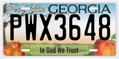 GA license plate PWX3648