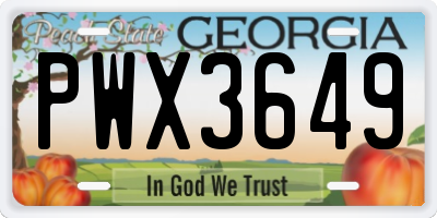 GA license plate PWX3649