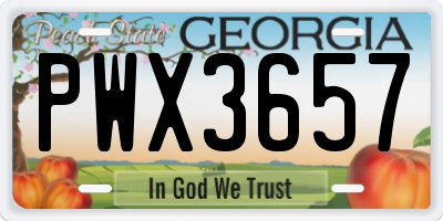 GA license plate PWX3657