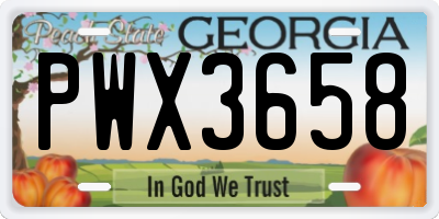 GA license plate PWX3658