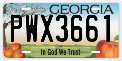 GA license plate PWX3661