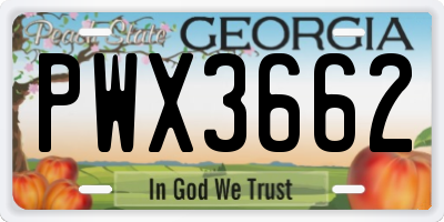 GA license plate PWX3662