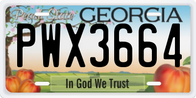 GA license plate PWX3664
