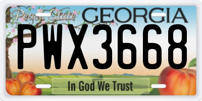 GA license plate PWX3668