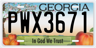 GA license plate PWX3671