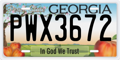 GA license plate PWX3672