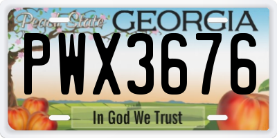 GA license plate PWX3676