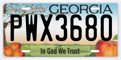 GA license plate PWX3680