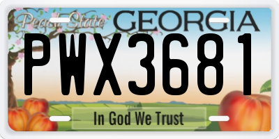 GA license plate PWX3681