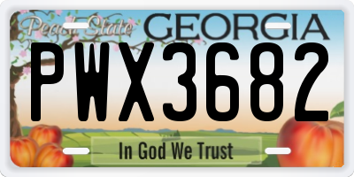 GA license plate PWX3682