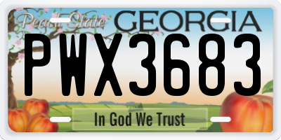 GA license plate PWX3683