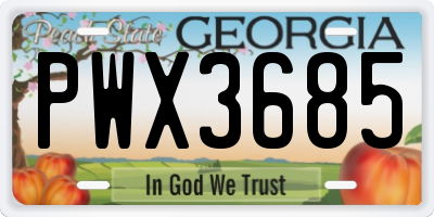 GA license plate PWX3685