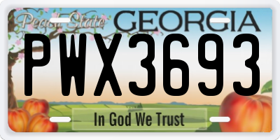 GA license plate PWX3693