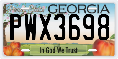 GA license plate PWX3698
