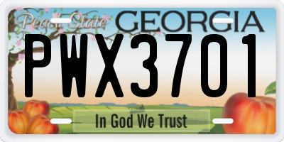 GA license plate PWX3701