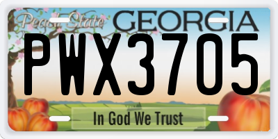 GA license plate PWX3705