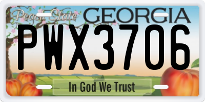 GA license plate PWX3706
