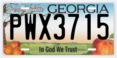 GA license plate PWX3715