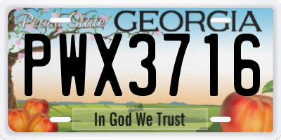 GA license plate PWX3716