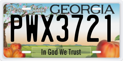 GA license plate PWX3721