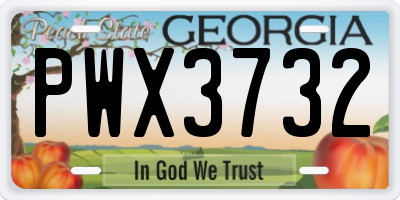 GA license plate PWX3732