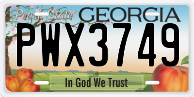 GA license plate PWX3749
