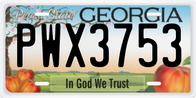 GA license plate PWX3753