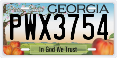 GA license plate PWX3754