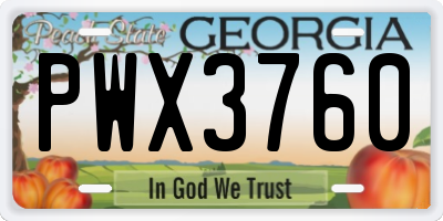GA license plate PWX3760