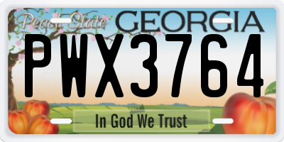 GA license plate PWX3764